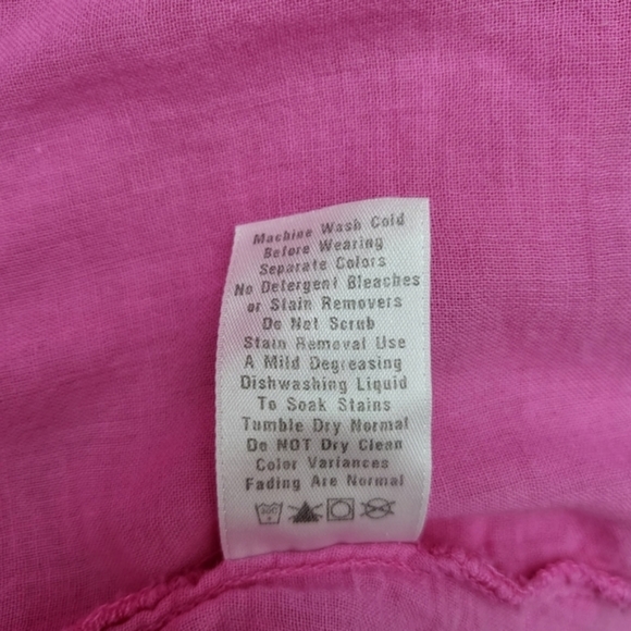 Fresh Produce Blouse Lightweight Cotton Pink Button Down Top Long Sleeve sz L - Picture 9 of 9